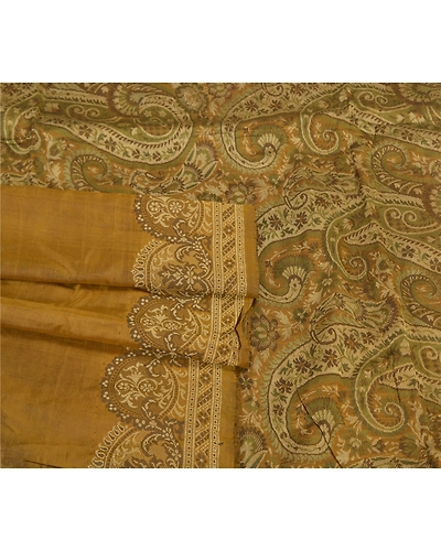 Sanskriti Vintage Green Sarees 100% Pure Silk Hand-Woven Premium Sari Fabric, PS-59620-Shade Of Brown-Woven Work-100% Pure Silk-7