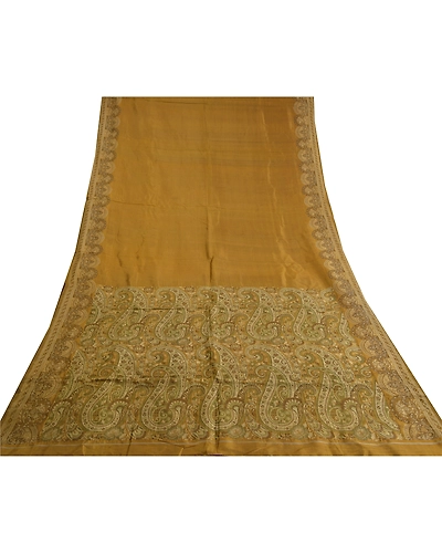 Sanskriti Vintage Green Sarees 100% Pure Silk Hand-Woven Premium Sari Fabric, PS-59620-Shade Of Brown-Woven Work-100% Pure Silk-8