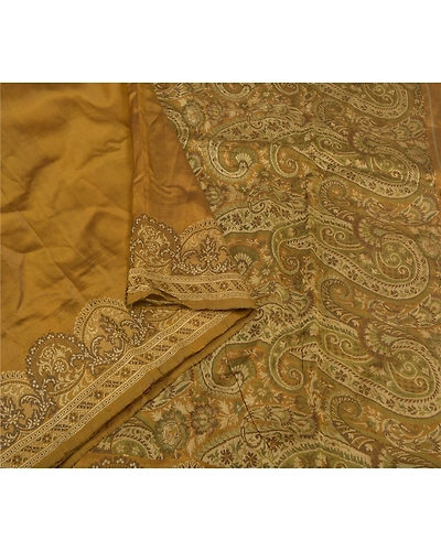 Sanskriti Vintage Green Sarees 100% Pure Silk Hand-Woven Premium Sari Fabric, PS-59620-Shade Of Brown-Woven Work-100% Pure Silk-9