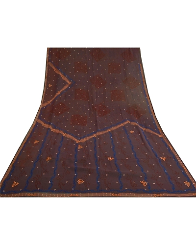 Sanskriti Vintage Purple Sarees 100% Pure Georgette Silk Hand Beaded Sari Fabric, PS-59626-Purple-Sequins Work-100% Pure Georgetta Silk-8