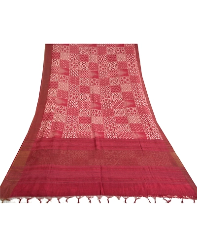Sanskriti Vintage Dark Red Sarees 100% Pure Silk Printed Sari Craft Fabric, PS-59672-Dark Red-Printed Work-100% Pure Silk-8