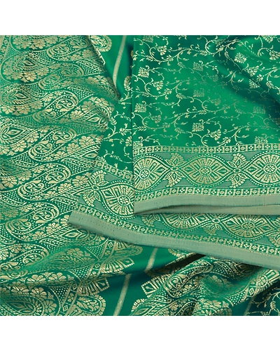 Sanskriti Vintage Green Sarees Art Silk Woven Premium Sari Craft 5 Yard Fabric, PS-59674-Green-Woven Work-Art Silk-2