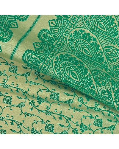 Sanskriti Vintage Green Sarees Art Silk Woven Premium Sari Craft 5 Yard Fabric, PS-59674-Green-Woven Work-Art Silk-3