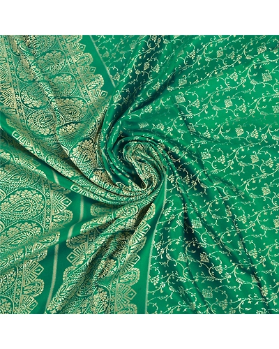 Sanskriti Vintage Green Sarees Art Silk Woven Premium Sari Craft 5 Yard Fabric, PS-59674-Green-Woven Work-Art Silk-7