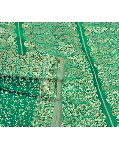 Sanskriti Vintage Green Sarees Art Silk Woven Premium Sari Craft 5 Yard Fabric, PS-59674-Green-Woven Work-Art Silk-8