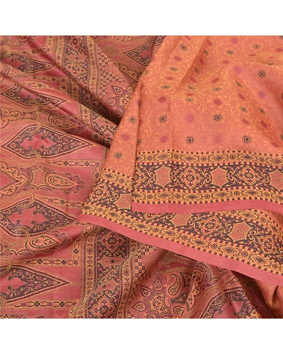 Sanskriti Vintage Pink Sarees 100% Pure Silk Woven Sari Craft 5 Yard Fabric, PS-59680-Pink-Woven Work-100% Pure Silk-2
