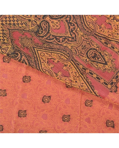 Sanskriti Vintage Pink Sarees 100% Pure Silk Woven Sari Craft 5 Yard Fabric, PS-59680-Pink-Woven Work-100% Pure Silk-3