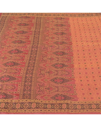 Sanskriti Vintage Pink Sarees 100% Pure Silk Woven Sari Craft 5 Yard Fabric, PS-59680-Pink-Woven Work-100% Pure Silk-4