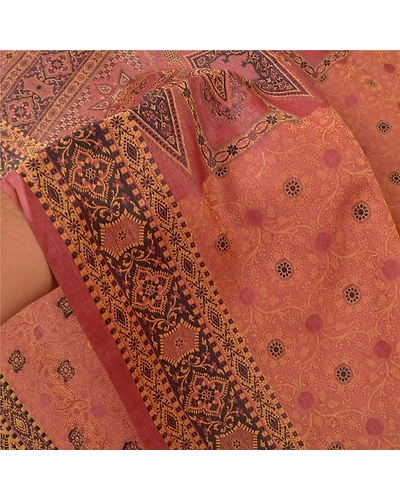Sanskriti Vintage Pink Sarees 100% Pure Silk Woven Sari Craft 5 Yard Fabric, PS-59680-Pink-Woven Work-100% Pure Silk-5