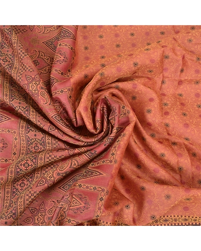 Sanskriti Vintage Pink Sarees 100% Pure Silk Woven Sari Craft 5 Yard Fabric, PS-59680-Pink-Woven Work-100% Pure Silk-7