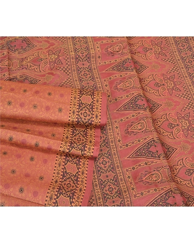 Sanskriti Vintage Pink Sarees 100% Pure Silk Woven Sari Craft 5 Yard Fabric, PS-59680-Pink-Woven Work-100% Pure Silk-8