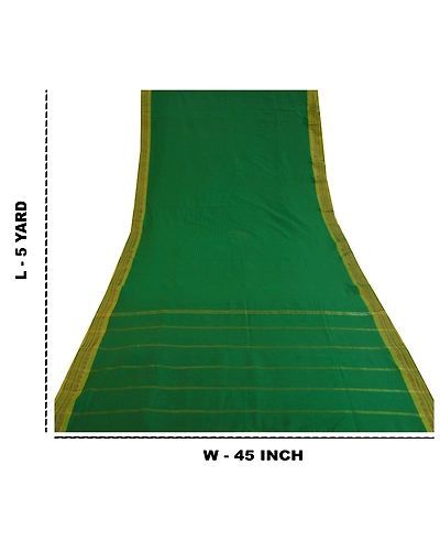 Sanskriti Vintage Green Sarees Cotton Woven Ilkal Premium Sari 5 Yard Fabric, PS-59704-Green-Woven Work-Cotton-1