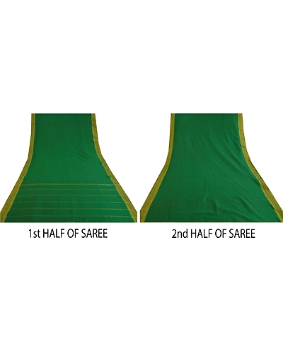 Sanskriti Vintage Green Sarees Cotton Woven Ilkal Premium Sari 5 Yard Fabric, PS-59704-Green-Woven Work-Cotton-5