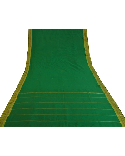 Sanskriti Vintage Green Sarees Cotton Woven Ilkal Premium Sari 5 Yard Fabric, PS-59704-Green-Woven Work-Cotton-8