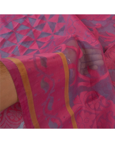 Sanskriti Vintage Blue Sarees Pure Organza Silk Woven Premium Sari Fabric, PS-59718-Shade Of Blue-Woven Work-100% Pure Organza Silk-5