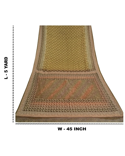 Sanskriti Vintage Green Sarees 100% Pure Georgette Silk Woven Sari Craft Fabric, PS-59749-Green-Woven Work-100% Pure Georgette Silk-1