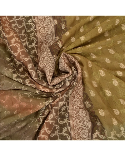 Sanskriti Vintage Green Sarees 100% Pure Georgette Silk Woven Sari Craft Fabric, PS-59749-Green-Woven Work-100% Pure Georgette Silk-7