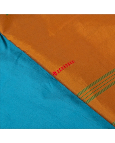 Sanskriti Vintage Blue Sarees Art Silk Hand-Woven Premium Sari Craft Fabric, PS-59751-Blue &amp; Mustard-Woven Work-Art Silk-2