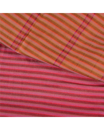 Sanskriti Vintage Pink Indian Sarees Blend Cotton Woven Premium Sari Fabric, PS-59766-Pink &amp; Saffron-Woven Work-Blend Cotton-2