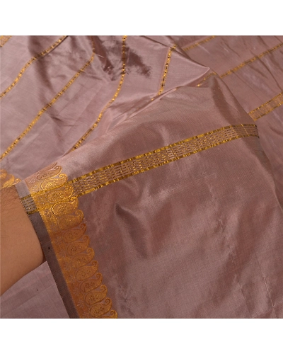 Sanskriti Vintage Mauve Sarees Art Silk Woven Zari Sari Craft 5 Yard Soft Fabric, PS-59788-Mauve-Zari Work-Art Silk-5