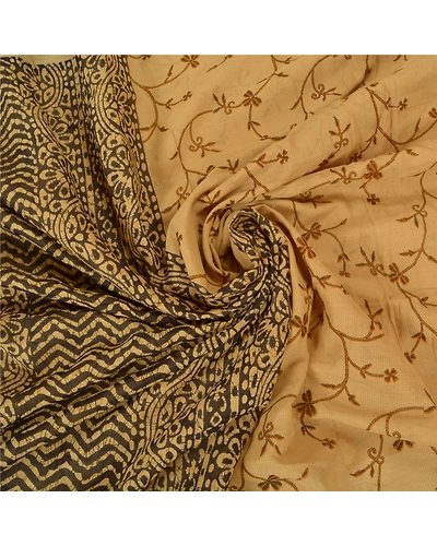 Sanskriti Vintage Beige Sarees 100% Pure Cotton Printed Woven Kota Sari Fabric, PS-59791-Black &amp; Beige-Printed Work-100% Pure Cotton-7