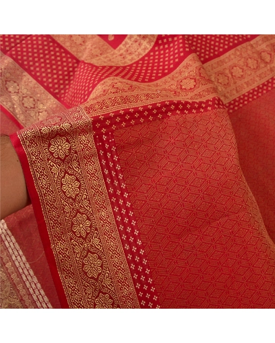Sanskriti Vintage Dark Red Sarees 100% Pure Silk Woven Premium Sari Craft Fabric, PS-59800-Dark Red-Woven Work-100% Pure Silk-5