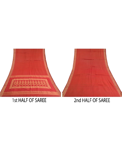 Sanskriti Vintage Dark Red Sarees 100% Pure Silk Woven Premium Sari Craft Fabric, PS-59800-Dark Red-Woven Work-100% Pure Silk-6