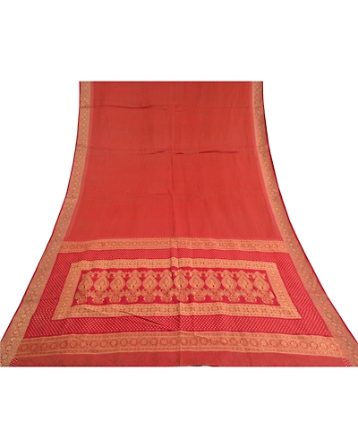 Sanskriti Vintage Dark Red Sarees 100% Pure Silk Woven Premium Sari Craft Fabric, PS-59800-Dark Red-Woven Work-100% Pure Silk-9