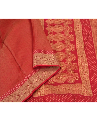 Sanskriti Vintage Dark Red Sarees 100% Pure Silk Woven Premium Sari Craft Fabric, PS-59800-Dark Red-Woven Work-100% Pure Silk-10
