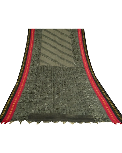Sanskriti Vintage Black Sarees Pure Cotton Hand Block Print Premium Sari Fabric, PS-59815-Black-Hand-Block Printed Work-100% Pure Cotton-8