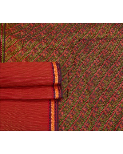 Sanskriti Vintage Dark Red Sarees 100% Pure Silk Hand-Woven Premium Sari Fabric, PS-59820-Dark Red &amp; Blue-Thread Work-100% Pure Silk-7
