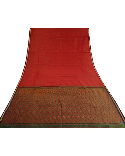 Sanskriti Vintage Dark Red Sarees 100% Pure Silk Hand-Woven Premium Sari Fabric, PS-59820-Dark Red &amp; Blue-Thread Work-100% Pure Silk-8