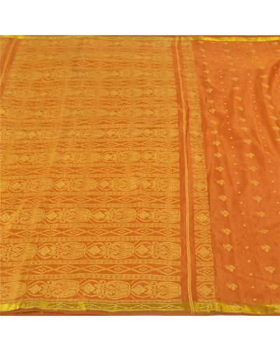 Sanskriti Vintage Yellow Indian Sarees Art Silk Hand-Woven Sari Craft Fabric, PS-59830-Yellow-Woven Work-Art Silk-3