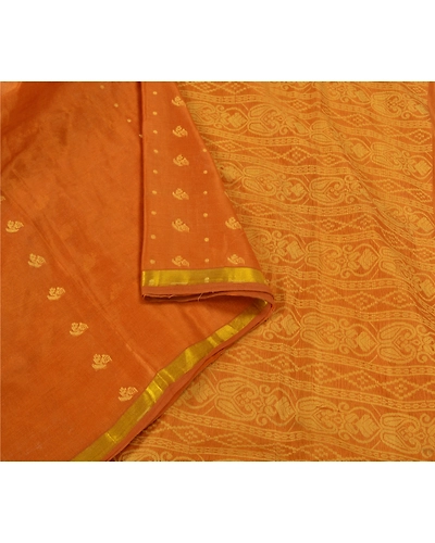 Sanskriti Vintage Yellow Indian Sarees Art Silk Hand-Woven Sari Craft Fabric, PS-59830-Yellow-Woven Work-Art Silk-9