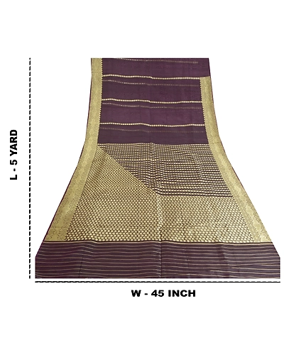Sanskriti Vintage Purple Indian Sarees 100% Pure Silk Woven Sari Craft Fabric, PS-59832-Purple-Woven Work-100% Pure Silk-1