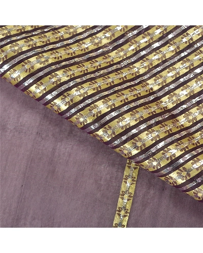 Sanskriti Vintage Purple Indian Sarees 100% Pure Silk Woven Sari Craft Fabric, PS-59832-Purple-Woven Work-100% Pure Silk-3