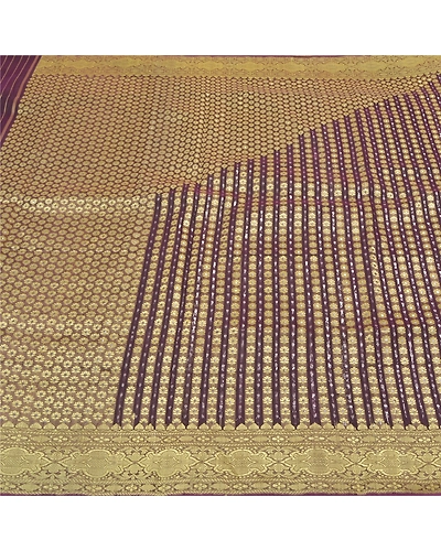 Sanskriti Vintage Purple Indian Sarees 100% Pure Silk Woven Sari Craft Fabric, PS-59832-Purple-Woven Work-100% Pure Silk-4