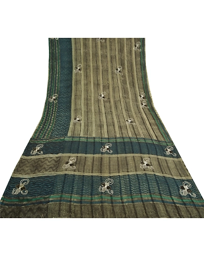 Sanskriti Vintage Indian Sarees Pure Georgette Silk Hand Beaded Sari Fabric, PS-59836-Multi Color-Sequins Work-100% Pure Georgette Silk-8