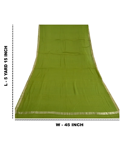 Sanskriti Vintage Green Sarees Pure Silk Woven Kota Doria Sari Zari Fabric, PS-59840-Green-Zari Work-100% Pure Silk-1