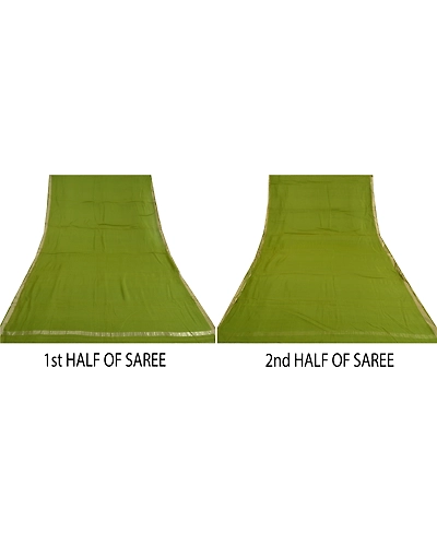 Sanskriti Vintage Green Sarees Pure Silk Woven Kota Doria Sari Zari Fabric, PS-59840-Green-Zari Work-100% Pure Silk-5