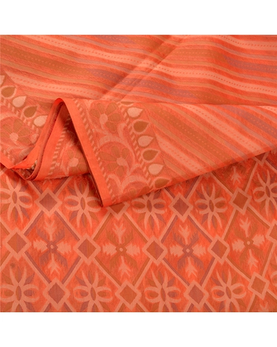 Sanskriti Vintage Peach Sarees 100% Pure Silk Woven Premium Sari Craft Fabric, PS-59868-Peach-Woven Work-100% Pure Silk-2