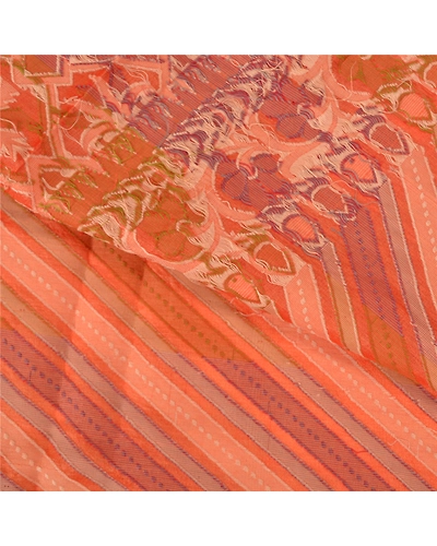 Sanskriti Vintage Peach Sarees 100% Pure Silk Woven Premium Sari Craft Fabric, PS-59868-Peach-Woven Work-100% Pure Silk-3