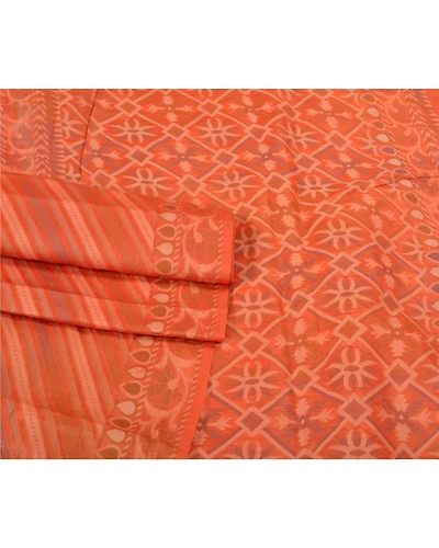 Sanskriti Vintage Peach Sarees 100% Pure Silk Woven Premium Sari Craft Fabric, PS-59868-Peach-Woven Work-100% Pure Silk-8