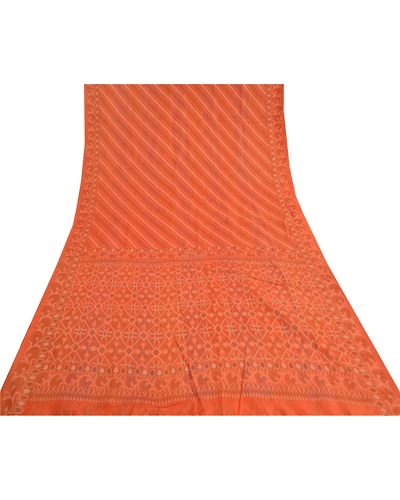 Sanskriti Vintage Peach Sarees 100% Pure Silk Woven Premium Sari Craft Fabric, PS-59868-Peach-Woven Work-100% Pure Silk-9