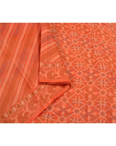 Sanskriti Vintage Peach Sarees 100% Pure Silk Woven Premium Sari Craft Fabric, PS-59868-Peach-Woven Work-100% Pure Silk-10