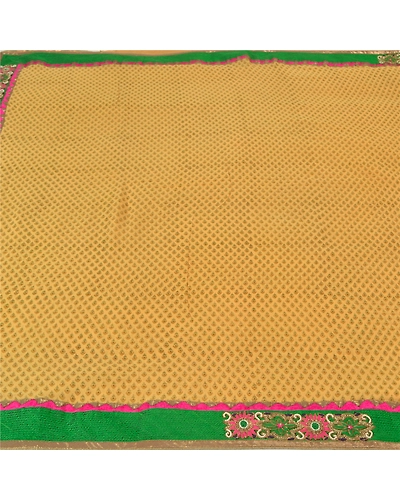 Sanskriti Vintage Bollywood Sarees Pure Georgette Silk Hand Beaded Sari Fabric, PS-59919-Shade Of Beige-Patch Work-Pure Georgette Silk-3