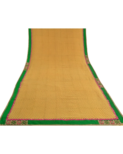 Sanskriti Vintage Bollywood Sarees Pure Georgette Silk Hand Beaded Sari Fabric, PS-59919-Shade Of Beige-Patch Work-Pure Georgette Silk-8