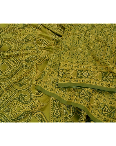 Sanskriti Vintage Green Sarees Art Silk Woven Premium Sari Craft 5 Yard Fabric, PS-59950-Green-Woven Work-Art Silk-2
