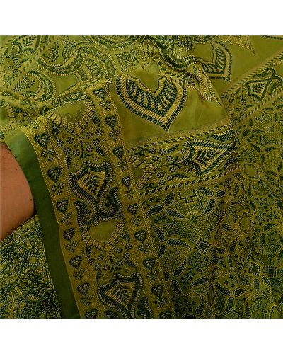 Sanskriti Vintage Green Sarees Art Silk Woven Premium Sari Craft 5 Yard Fabric, PS-59950-Green-Woven Work-Art Silk-5