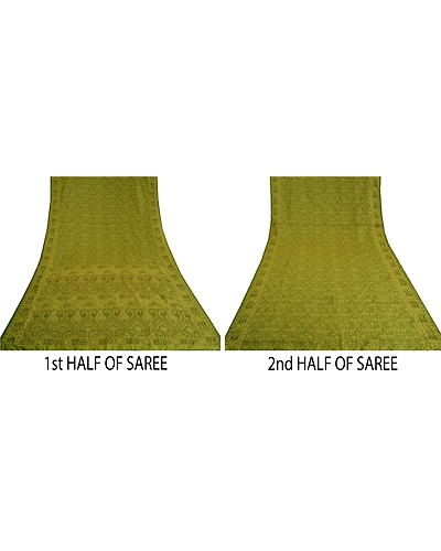 Sanskriti Vintage Green Sarees Art Silk Woven Premium Sari Craft 5 Yard Fabric, PS-59950-Green-Woven Work-Art Silk-6
